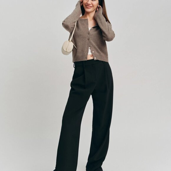 NWT Clara Cashmere Crew Cardigan Sweater in Cocoa – L – Reformation - Picture 3 of 3